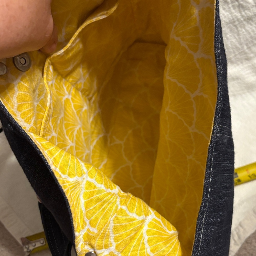 Stylish Denim hobo Shoulder Bag w yellow accents - Picture 7 of 9